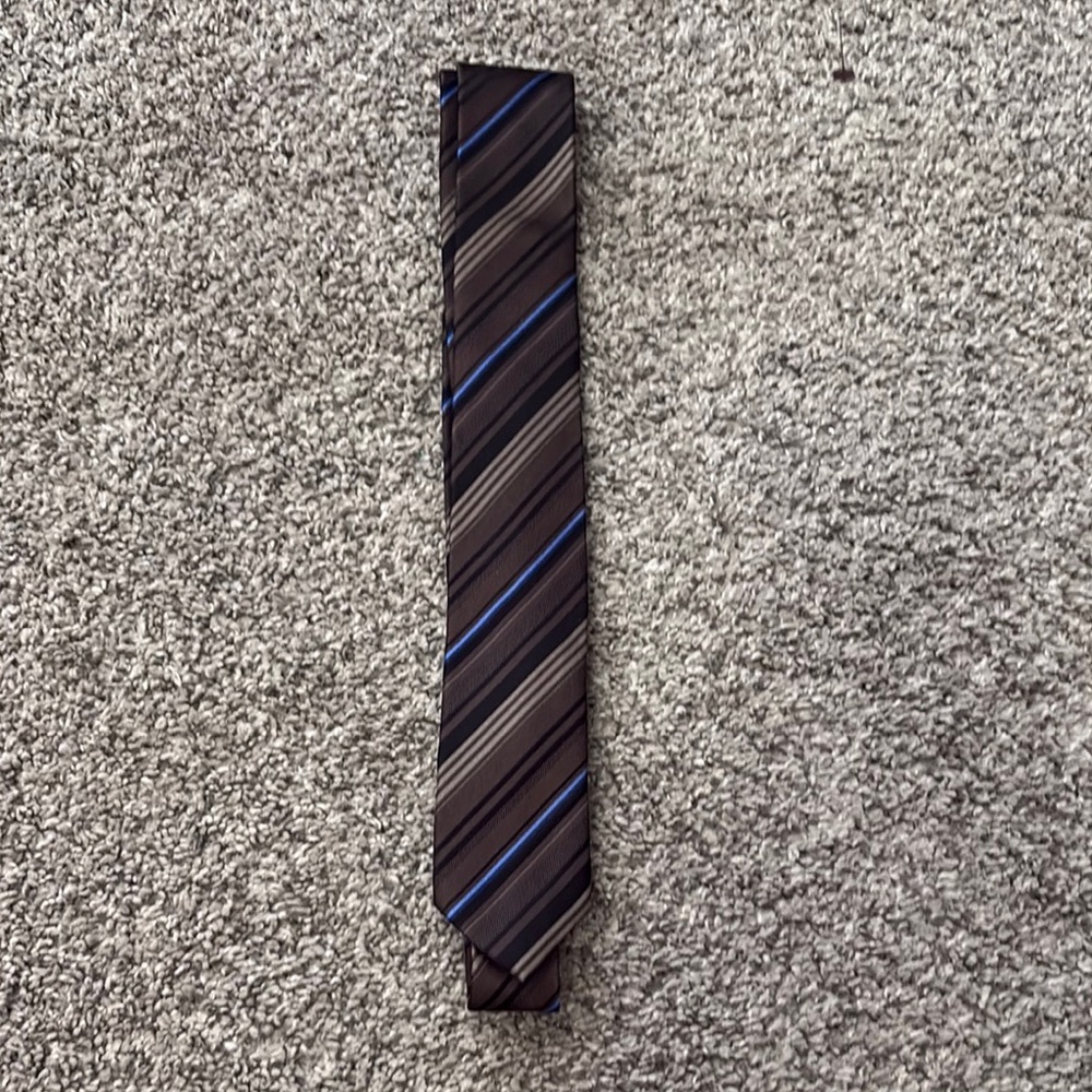 Men's Striped Brown and Blue Tie